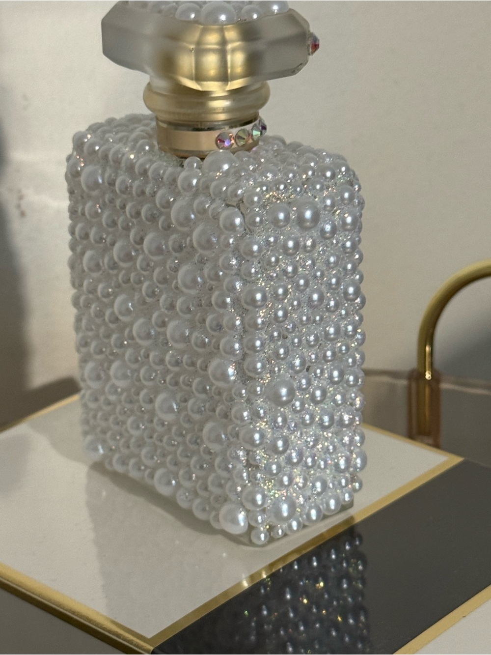 Coco CHANEL Pearl & Crystal Embellished Decorative Piece in White and Gold-empty - Picture 7 of 14
